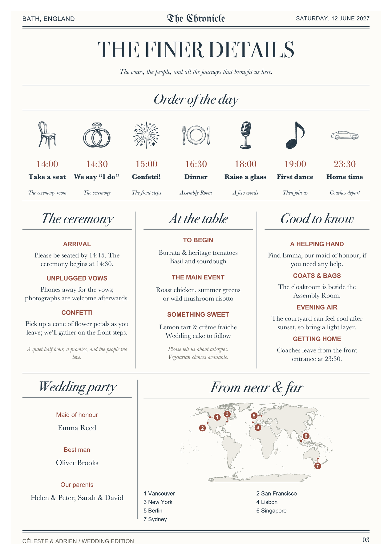 The Chronicle wedding newspaper: The day & the people, page 3 of four